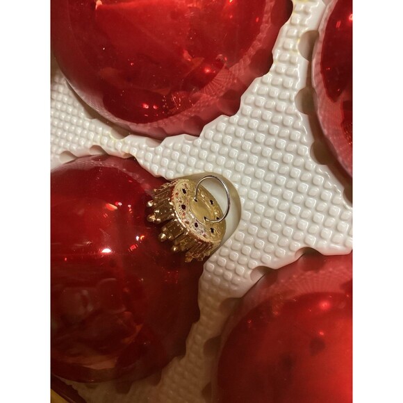 Christmas By Krebs Designer Glass Bulb Ornaments Candy Apple Red 6 Bulbs Per Box - Picture 5 of 13